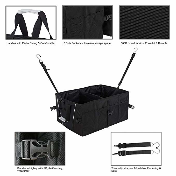 Durable Collapsible Car Trunk Organizer Bag For Cargo Groceries Storage