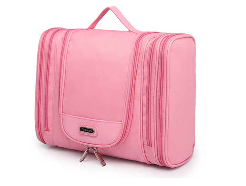 Girls Double Zipper Polyester Hanging Travel Toiletry Bag