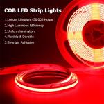 Hotel COB LED Strip Light 12V 24V 8mm 10mm 480 LEDs Red for Indoor and Outdoor