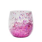 Customized Double Wall Glass Coffee Cup Decorative Glitter Tumbler Drinking