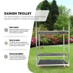 Plywood Material Four Wheel Rolling Danish Trolley Shelves