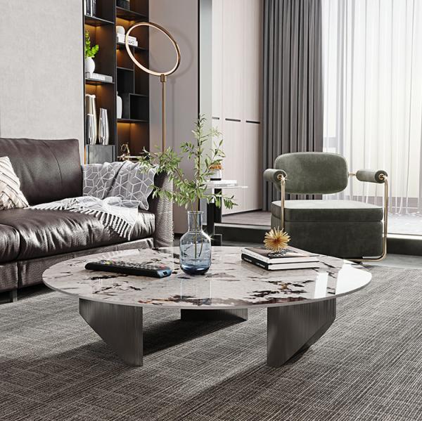 Buy cheap Ergonomics Metal Based Round Rock Coffee Table Minimalist 300kg Bearing Capacity from wholesalers