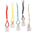 Car Hanging Wooden Cap Glass Aroma Diffuser Bottle Round Car Diffuser Perfume