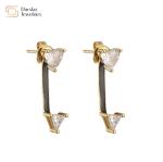 Heart Triangle Colorful Enamel 14K Gold Jewelry Diamond Zircon Stud Earrings