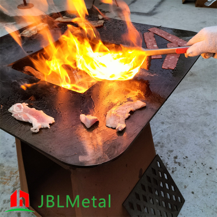 Backyard Corten Steel Wood Burning Fire Pit Barbecue BBQ Grill