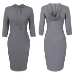 Women knitted long sleeve with hood fashion dress