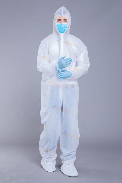 Buy cheap Non Woven Elastic Hood 35GSM Disposable White Overalls from wholesalers