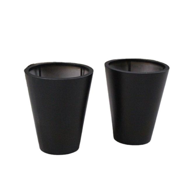 Buy cheap Large outdoor vertical round garden planters black metal flower pot from wholesalers