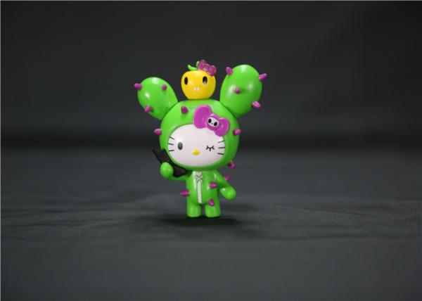 Cute Custom Plastic Toys , Hello Kitty Cake Topper Figurine White / Green / Red