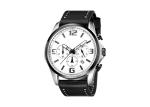 Waterproof Black Chronograph Watch , Mens Chronograph Watches Leather Band Big
