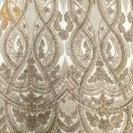3D Beaded Embroidery Dress Lace Fabric Gold Nigerian Style 135Cm Width