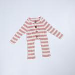 100% Cotton Unisex Baby Girl Boy Knit Striped Jumpsuit Long Sleeve One Piece