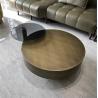 Buy cheap Tempered Glass Gold Metal Round Coffee Table Contemporary Drum Shape from wholesalers