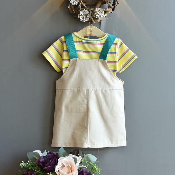 Buy cheap 110cm Girls Cotton Summer Children'S Clothing 43in Short Sleeved Striped T Shirt from wholesalers