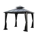 Polyester Fabric AJUNION 10x10ft Galvanized Steel Double Roof Gazebo Canopy with
