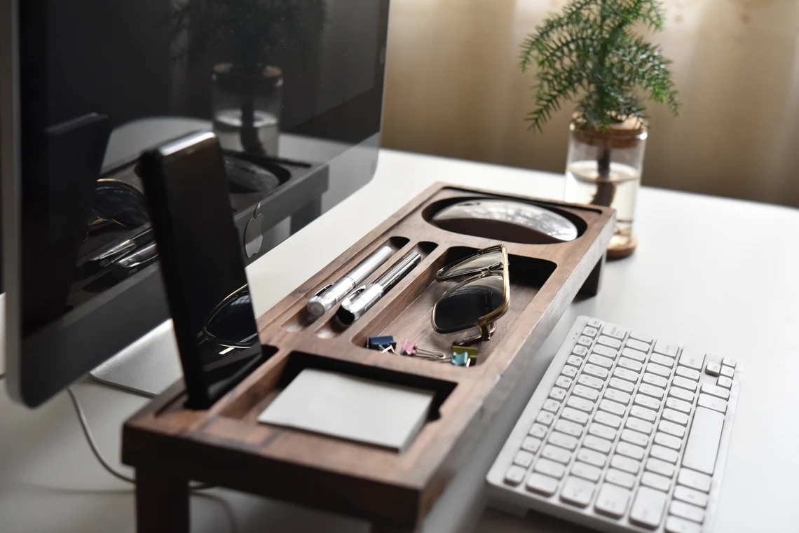 Wood Desk Organizer Office Desk Accessories Wood Docking Station Wood Phone Stand Home Desk Storage Christmas gift