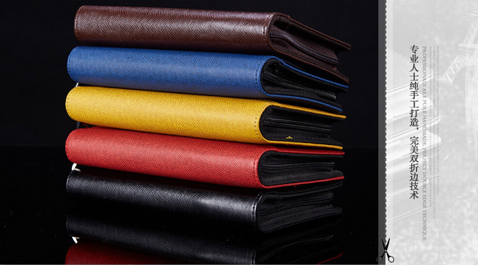 B5 A5 A6 Leather Manager folder Spiral binder notebook with zipper and Calculator