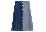 CF Buttons Ladies Dress Skirt Contrast Stripe Denim 100% Cotton Mid Length
