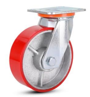 Buy cheap cast iron wheels heavy duty red PU casters 6 inch from wholesalers