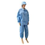 Blue 5mm Stripe Polyester Lint Free ESD Suit For Industrial Workwear