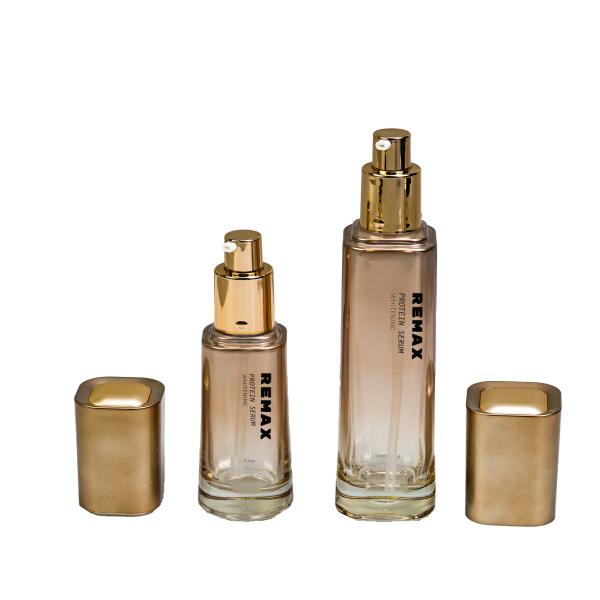 50g 40ml 100ml Gold-plated Lid Gradient Square Glass Material Lotion Bottle