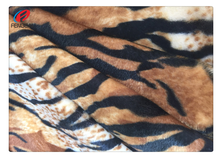 100% Polyester Polyester Tricot Fabric Knitted Tiger Skin Printed Design
