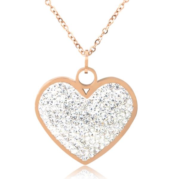 Buy cheap Stainless SteelFashion Jewelry Long Necklace Diamond Heart Pendant from wholesalers