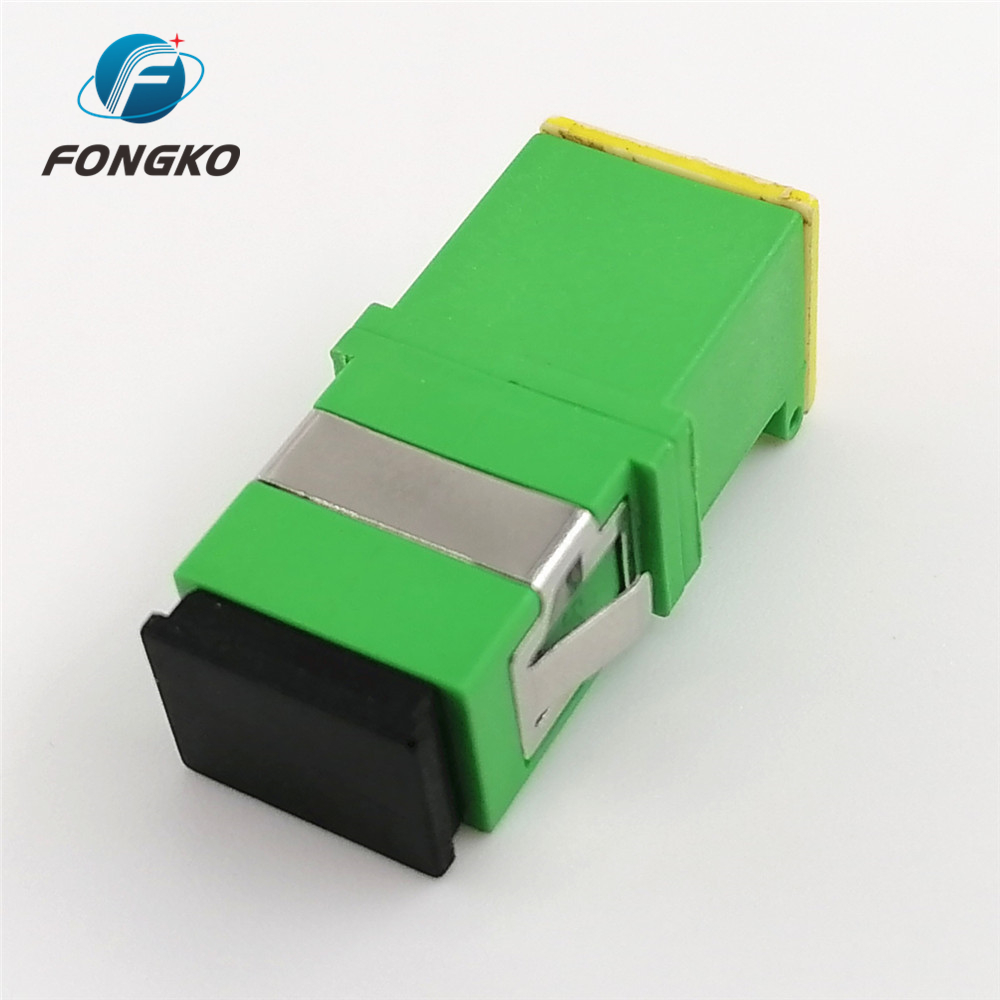 SC SM SX Green Shell Singlemode Adapters with metal shrapnel SC/APC Fiber Optic Auto Shutter Adapter