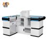 Buy cheap 79in 2500mm Supermarket L Shaped Checkout Cash Register Display Counter With Conveyor Belt from wholesalers