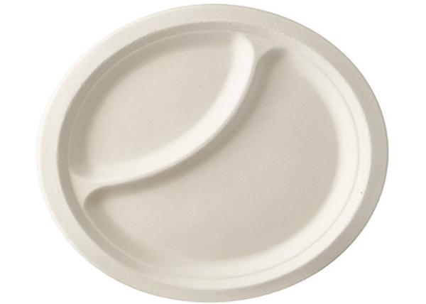 Buy cheap 9 Inch 2 Compartment Biodegradable Sugarcane Bagasse Plates from wholesalers