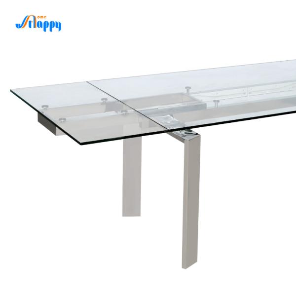 Buy cheap Euro Style Extendable Tempered Glass Dining Tables 900mm For Indoor Usage from wholesalers