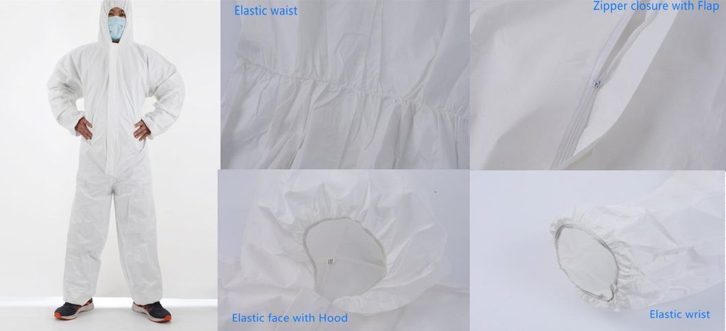 White Disposable PP Nonwoven Polypropylene Coverall