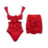 Buy cheap Womens Nylon Bikini Trio Set In Red/Blue/Green For Beach Wear from wholesalers