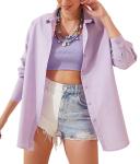 Stylish Women′s Long-Sleeved Shirt with Solid Color Button-Down Shirt for Casual