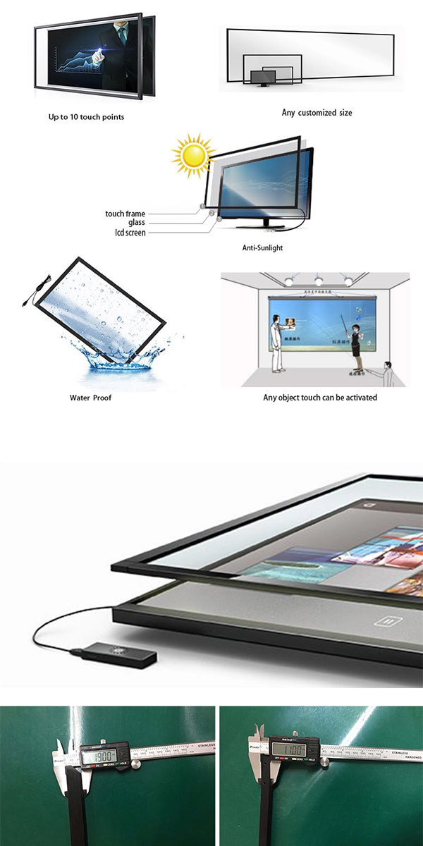 55 Inch IR Interactive Touch Frame 5mm Multi Touch Infrared Touch Frame