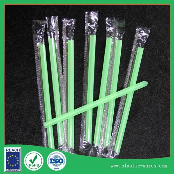 Buy cheap Disposable straight plastic drinking Straws for Juice beverage in green color from wholesalers