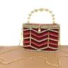 Buy cheap Flat Bucket Shape Pearl Hand Bags Red Fabric Inlaid Diamond OEM ODM from wholesalers