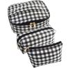 Buy cheap 3pcs Black White Plaid Polyester Waterproof Makeup Bag from wholesalers