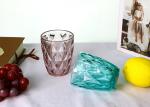 220ml Lead Free Hand Blown Colored Whisky Glasses , Diamond Pattern Glass