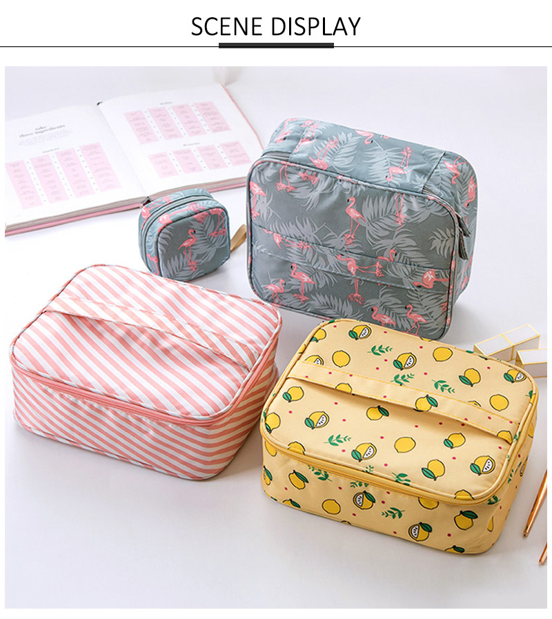 Zipper Velcro Closure Cute Cartoon Polyester Makeup Organizer Bag