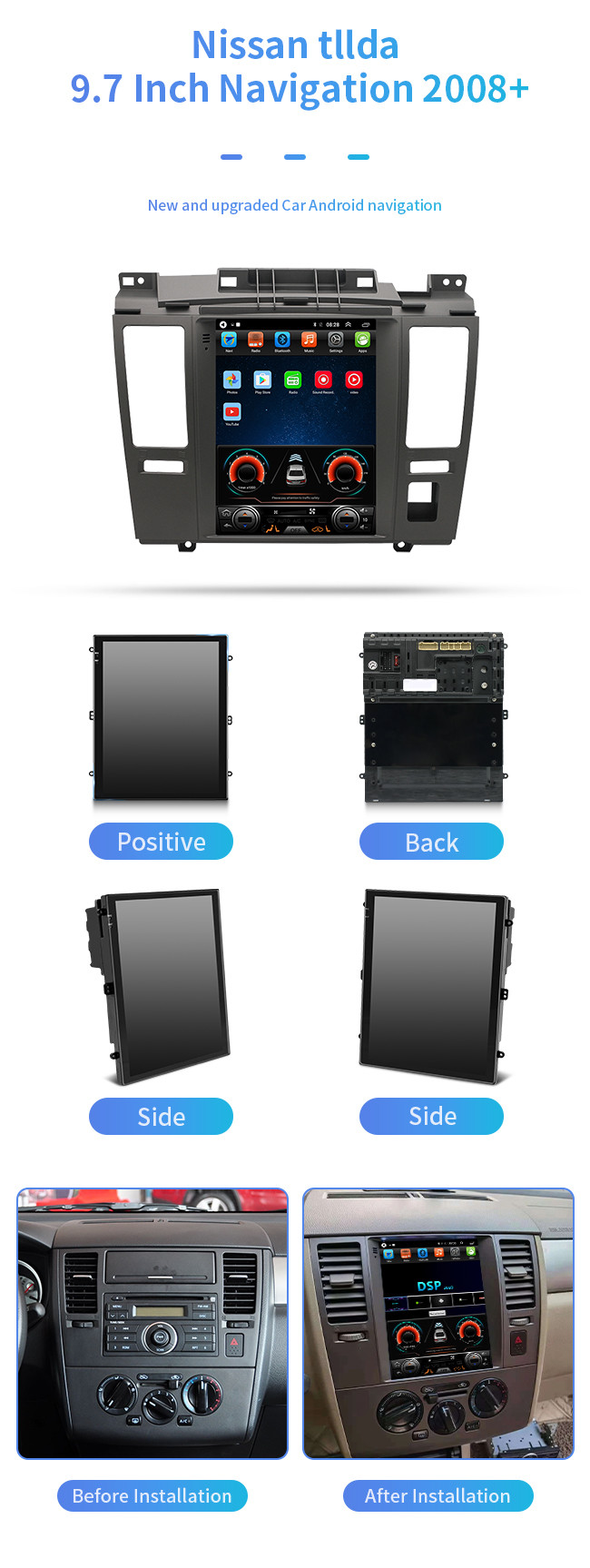 For Nissan Tllda 2008+ 8 Core Car Digital Radio Support Bluetooth