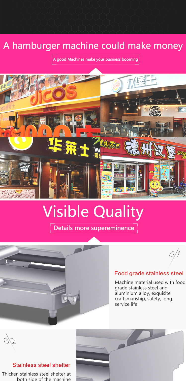 Silver White Electric Hamburger Food Heating Machinery with Non-Stick Cooking Surface
