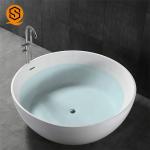 LOW MOQ Drainer Artificial Stone Bathtub 300C Round Free Standing Bathtub