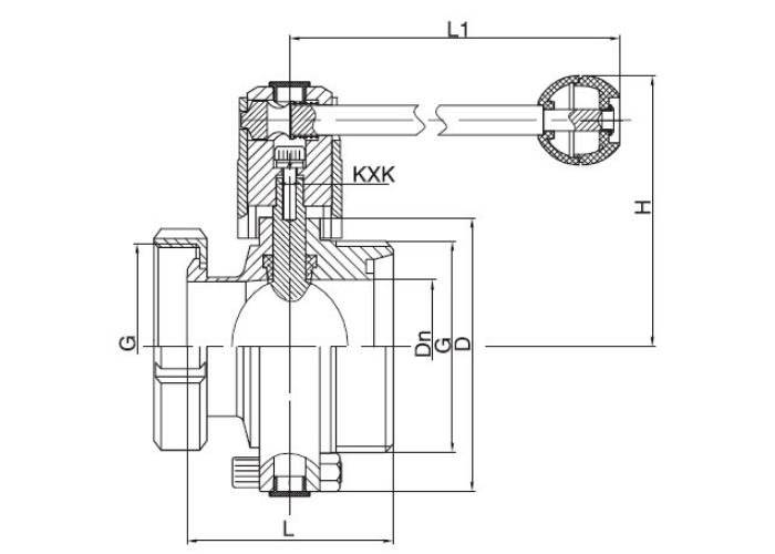 Dimension of Sanitary Threaded x Nut Butterfly Valve – DIN Series