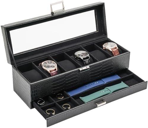 Buy cheap ProCase Watch Box Organizer for Men, 6 Slot Watch Display Case with Drawer, Father's Day Gift Mens Watch Holder Watch from wholesalers