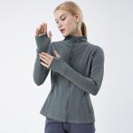 2023 Spring New Women′s Yoga Wear Sports Coat Quick Dry Standing Collar Long