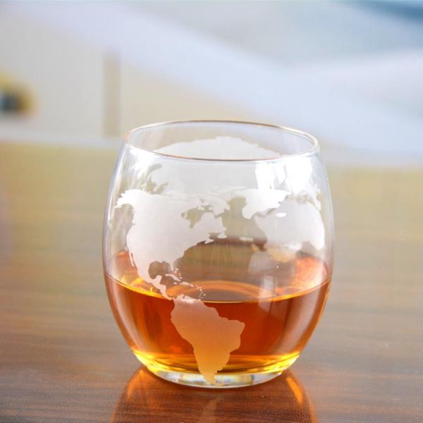 Buy cheap Globe Design Etched Handmade Whiskey Glass , Whiskey Tasting Glasses For Restaurant from wholesalers