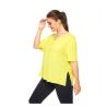 Buy cheap Richee Yellow Side Slit Plus Size V Neck T Shirts Womens Yoga Tees Short Sleeve from wholesalers
