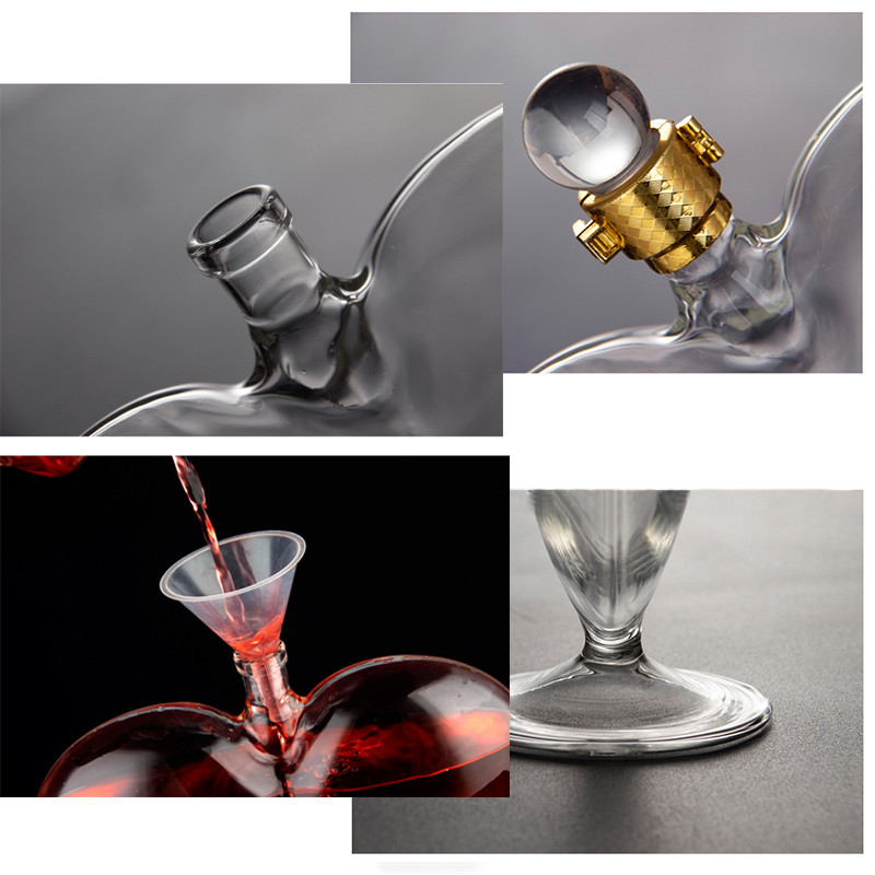 Lead Free Screw Cap Heart Shaped Glass Wine Bottles