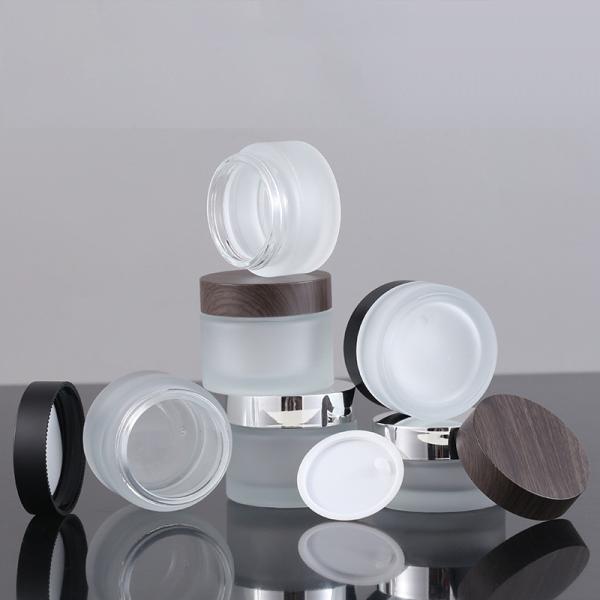 Buy cheap Clear Frosted Skincare Transparent Glass Jars Cosmetic 30ml 50ml 50g from wholesalers